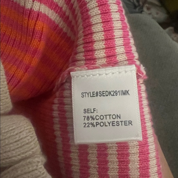 DEE ELLY Off-The-Shoulder Striped Knit Ruffle Hem in Sunset Midi Dress Sz SMALL - Picture 8 of 10